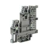 Screw terminal block with flat connection, 2-levels, grey color