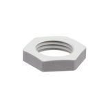 Hex locknut, PG21, PA6, light grey RAL7035