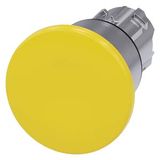 3SU1050-1BA30-0AA0-Z Y15 Mushroom pushbutton, 22 mm, round, metal, shiny, yellow, 40 mm, latching, pull-to-unlatch mechanism, with laser labeling, upper case and lower case, always upper