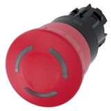 EMERGENCY STOP mushroom pushbutton, illuminable, 22 mm, round, plastic, red, 40 3SU1001-1HB20-0AA0-Z Y15