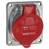 Panel mounting socket inclined outlet Hypra-IP44 -380/415V~ - 32A -3P+N+E -metal
