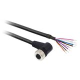 PREWIRED M12 FEMALE 8PINS 2M PUR 90D