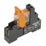 Relay module, with metal retaining clip, 230 V AC, red LED, 2 CO conta