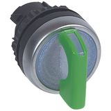 Osmoz illuminated std handle selector switch - 2 stay-put positions 90° - green