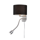 Hotel wall lamp with reading light E14 + LED black