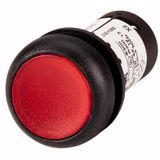 Illuminated pushbutton actuator, Flat, momentary, 1 NC, Screw connection, LED Red, red, Blank, 120 V AC, Bezel: black