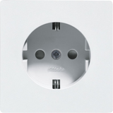 German socket (Type F) DSS with socket outlet front in E-Design55, without claws and frame, polar white glossy