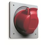 Socket-outlet, panel mounting, 7h, 32A, IP44, unified flange, angled, 3P+E