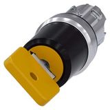 3SU1050-4JF11-0AA0-Z Y10 Key-operated switch O.M.R, 22 mm, round, metal, shiny, lock number 73033, yellow, with 2 keys, 2 switch positions O-I, latching, actuating angle 90°,