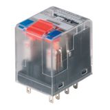 Miniature industrial relay, 12 V DC, red LED, 2 CO contact (AgNi) , 24