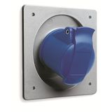 Socket-outlet, panel mounting, 6h, 16A, IP44, unified flange, angled, 3P+E