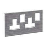 British standard plate Arteor for 13 A twin switched socket outlet 2 gang - wood grey oak