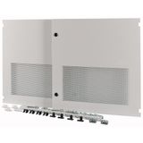 Section wide door, ventilated, HxW=700x1350mm, IP31, grey