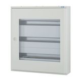 Complete surface-mounted flat distribution board with window, grey, 24 SU per row, 3 rows, type C