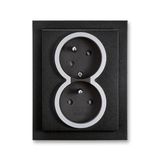 5513M-C02357 74 Double socket outlet with earthing pins, shuttered, with turned upper cavity