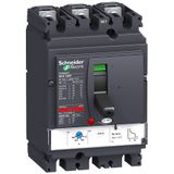 circuit breaker ComPact NSX160F, 36 KA at 415 VAC, TMD trip unit 100 A, 3 poles 3d