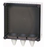 Panel enclosure, with gland plate and cable glands, HxWxD=375x375x150mm