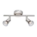 Satin Nickel Metal  LED GU10 2x10 Watt 230 Volt   IP20 Bulb Excluded  L: 31 W: 8 H: 10.9 cm Rotating & Adjustable