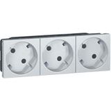 Multi-support multiple socket Mosaic - 3 x 2P+E automatic terminals - alu