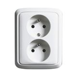 5513A-W02357 C Double socket outlet with earthing pins, shuttered, with turned upper cavity