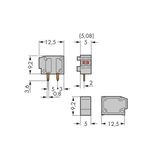 Stackable 2-conductor PCB terminal block 0.75 mm² Pin spacing 5/5.08 m