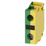 Support terminal, green/yellow, screw terminal, for front plate mounting