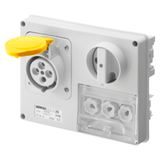 FIXED INTERLOCKED HORIZONTAL SOCKET-OUTLET - WITHOUT BOTTOM - WITH FUSE-HOLDER BASE - 3P+E 32A 100-130V - 50/60HZ 4H - IP44