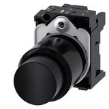 Pushbutton; compact; with extended stroke (12 mm); 22 mm; round; plastic; black; pushbutton; .... 3SU1200-0FB10-0AA0-Z Y11