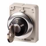 Key-operated actuator, Flat Front, momentary, 3 positions, Key withdrawable: 0, Metal bezel