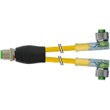 Y-Distributor M12 male/fem. 90° A-cod. LED PUR 3x0.34 ye+drag-ch 2m
