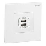 Galion - 1 gang double USB 2,4A type-A USB chargers - White