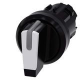 Selector switch, illuminable, 22 mm, round, plastic, white, selector switch, short, 3 switch positions I-O