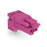 Socket for PCBs angled 2-pole pink