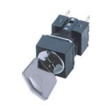 Selector switch complete, square, key-type, 2 notches, spring return,