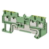 Ground multi conductor DIN rail terminal block with 4 push-in plus con