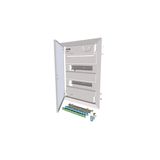 Hollow wall compact distribution board, 2-rows, flush sheet steel door