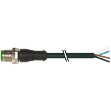 M12 male 0° A-cod. with cable PVC 4x0.34 bk UL/CSA 16m