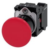 Mushroom pushbutton, 22 mm, round, plastic, red, 40mm, latching, pull-to-unlatch mechanism,  3SU1100-1BA20-3CA0-Z Y11