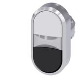 Illuminated twin pushbutton, 22 mm, round, metal, shiny, white, black, pushbuttons, flat, with laser  3SU1051-3AB61-0AA0-Z Y19