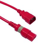 Set of 10 power cords C14-C13 1.5m red serverside locking