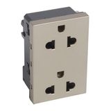 Arteor™ - Euro-US type 2x2P+E with shutters socket outlet 15 A 127 V/16 A 250 V - 3 modules - Champagne