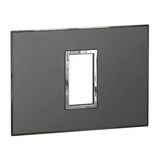 Italian / US standard plate Arteor square version 1 module - brushed metal black