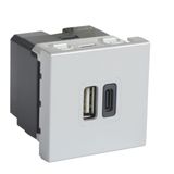 Arteor 230V USB Type-A and Type-C 3A Charging Socket 2 Module Magnesium