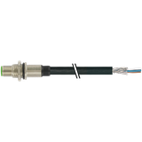 M12 male recept. A-cod. rear PUR 4x0.34 shielded bk+drag-ch 5m