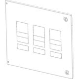 Metal faceplate XL³ 4000 -  for 1-2 DPX³ 630 plug-in+elcb - vert -hinges & locks