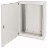 Surface-mount service distribution board with three-point turn-lock, fire-resistant, W 400 mm H 760 mm, white