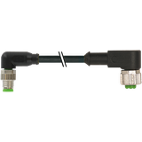 M8 male 90° / M12 female 90° A-cod. PUR 3x0.25 bk UL/CSA+drag ch. 7m