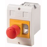 Insulated enclosure, E-PKZ0, H x W x D = 129 x 90 x 176 mm, flush-mounted, + emergency stop mushroom button