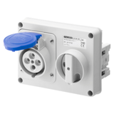 FIXED INTERLOCKED HORIZONTAL SOCKET-OUTLET - WITHOUT BOTTOM - WITHOUT FUSE-HOLDER BASE - 3P+N+E 32A 200-250V - 50/60HZ 9H - IP44