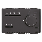 SUMMER/WINTER ELECTRONIC THERMOSTAT FOR FAN-COIL - 3 SPEED - 230V 50/60Hz - 3 MODULES - SYSTEM BLACK